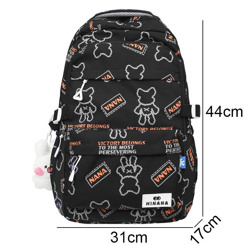Girl Nylon Waterproof Printing School Bag Lady Cute Cartoon Leisure Laptop College Backpack Fashion Women Travel Kawaii Book Bag