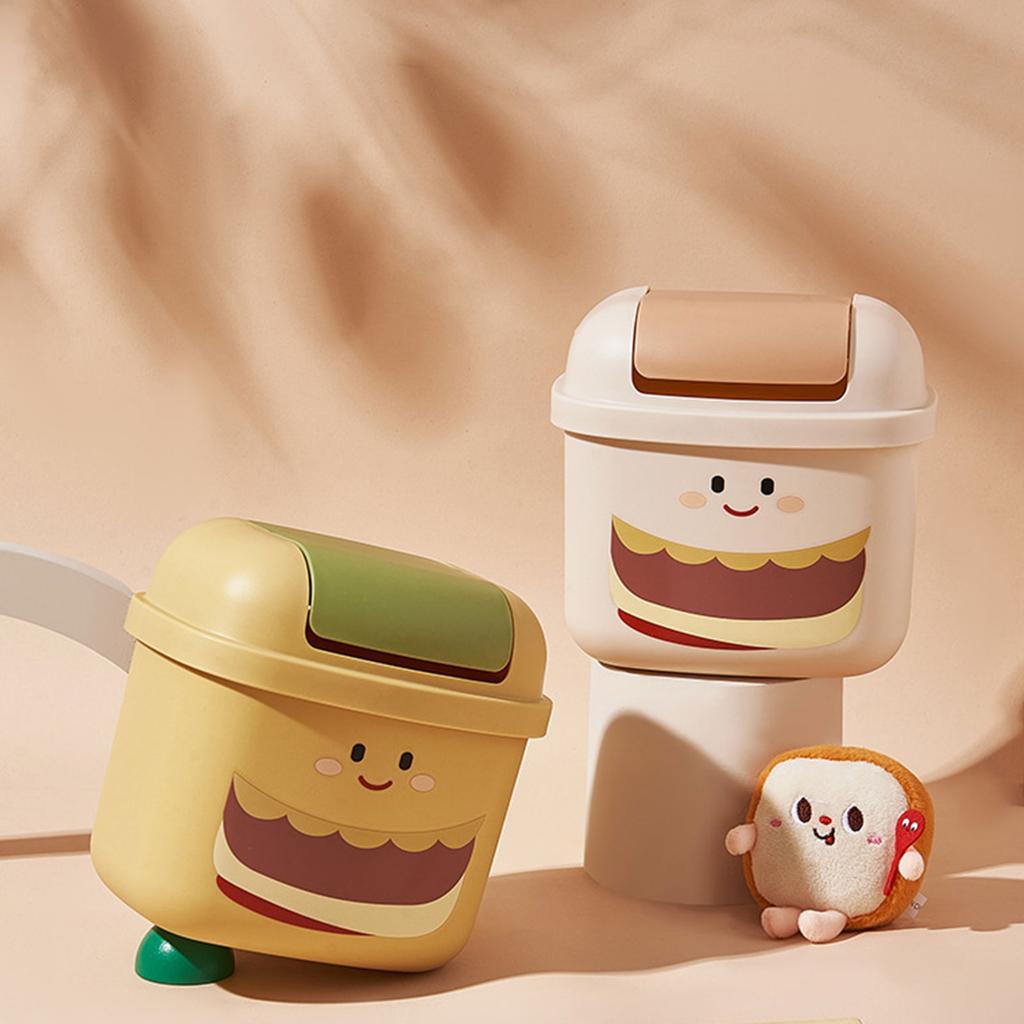 Mini Trash Can Countertop Wastebasket Cartoon for Dressing Table Tiny Trash Bin Trash Bin for Table Bathroom Desktop Bedroom