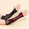 Hollowout Bowknot Rose Gloves for Theme Party Masquerades Decorative Gloves Girl Fishnet Gloves Nightclub Arm Sleeves