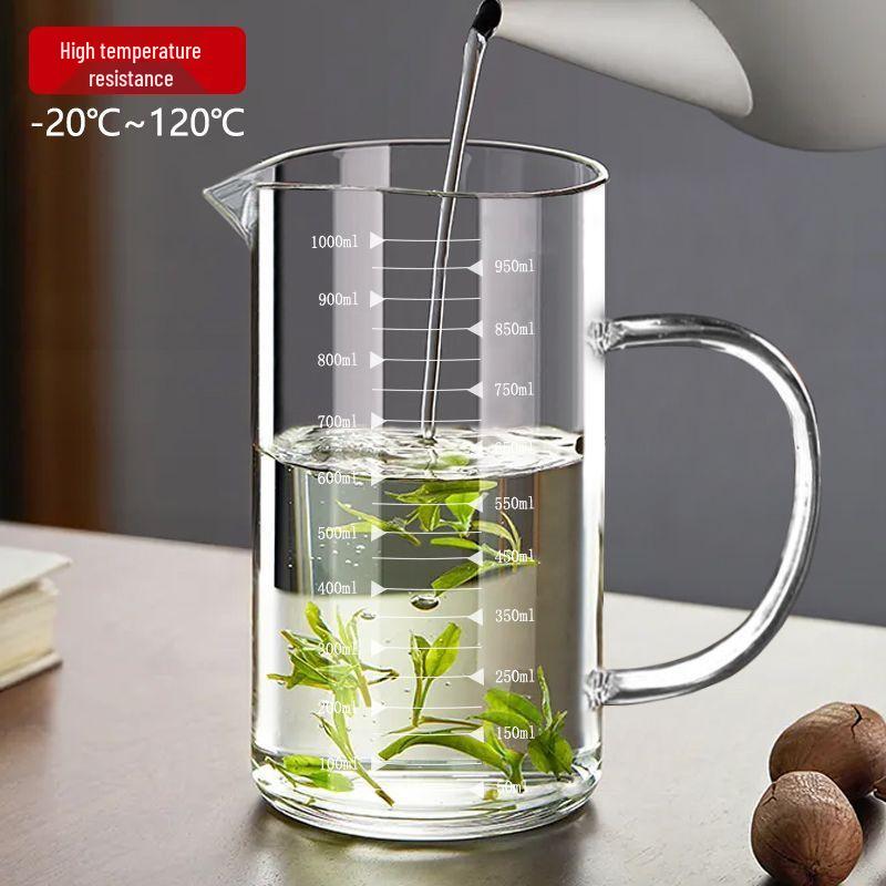 Thickened High-Temperature Resistant Glass Measuring Cup with Handle for Microwave and Baking