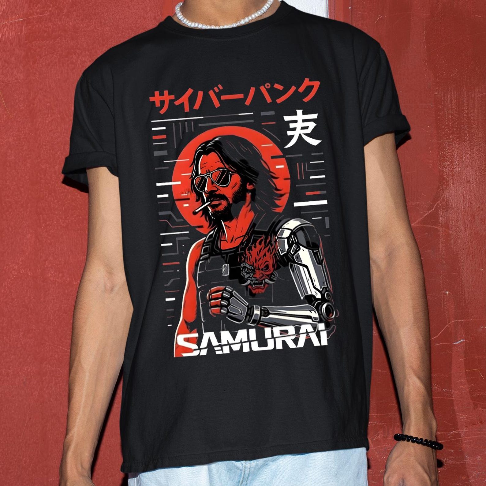 Cyberpunk Samurai Graphic Tee, Otaku Manga Shirt S