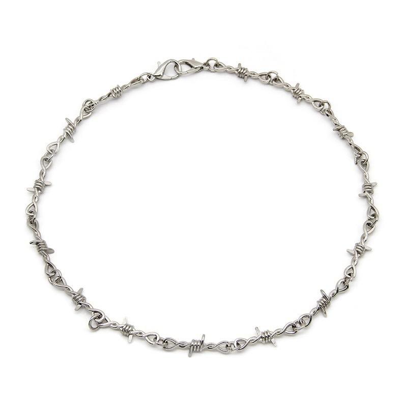 ZAKOL Fashion Iron Unisex Choker Necklace Women Hip-hop Gothic Punk Barbed Wire Little Thorns Chain Choker Zircon Gifts
