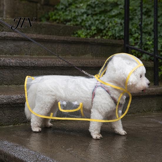 Dog Raincoat with Hood Clear Poncho, Waterproof EVA Rain Suit for Small Medium Dogs, Rainy Day Coat Pet Jacket And Leash Hole, Teddy Bichon