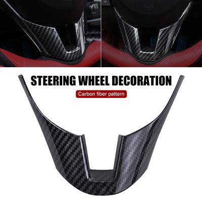 Araba direksiyon Trim Dekorasyon Karbon Fiber ABS direksiyon Paneli Kapak Trim için Mazda 3 Axela 2014 2015