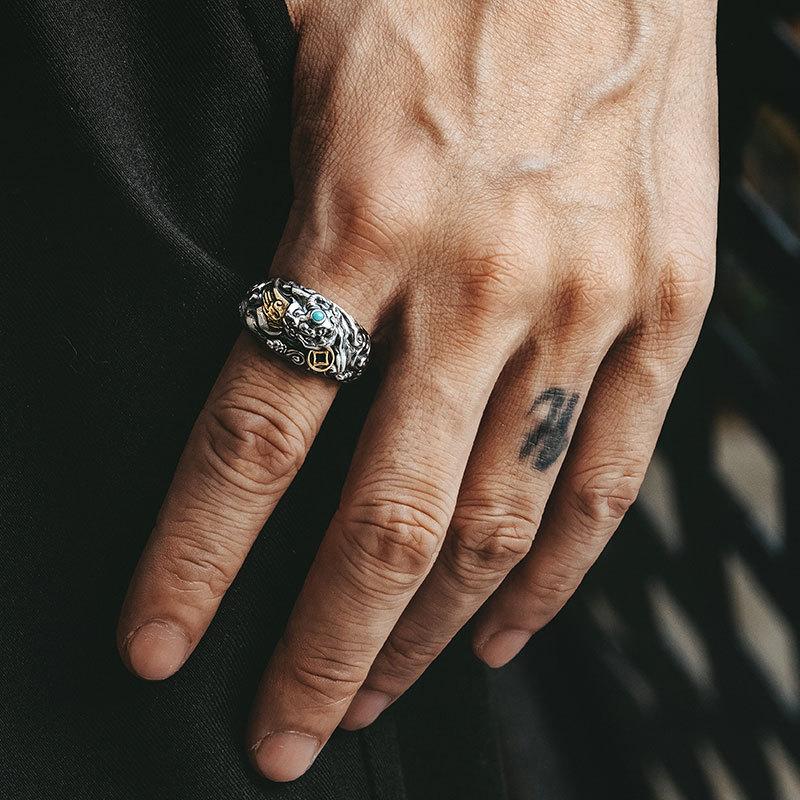 Chinese Traditional Style Men's Retro Adjustable Ring