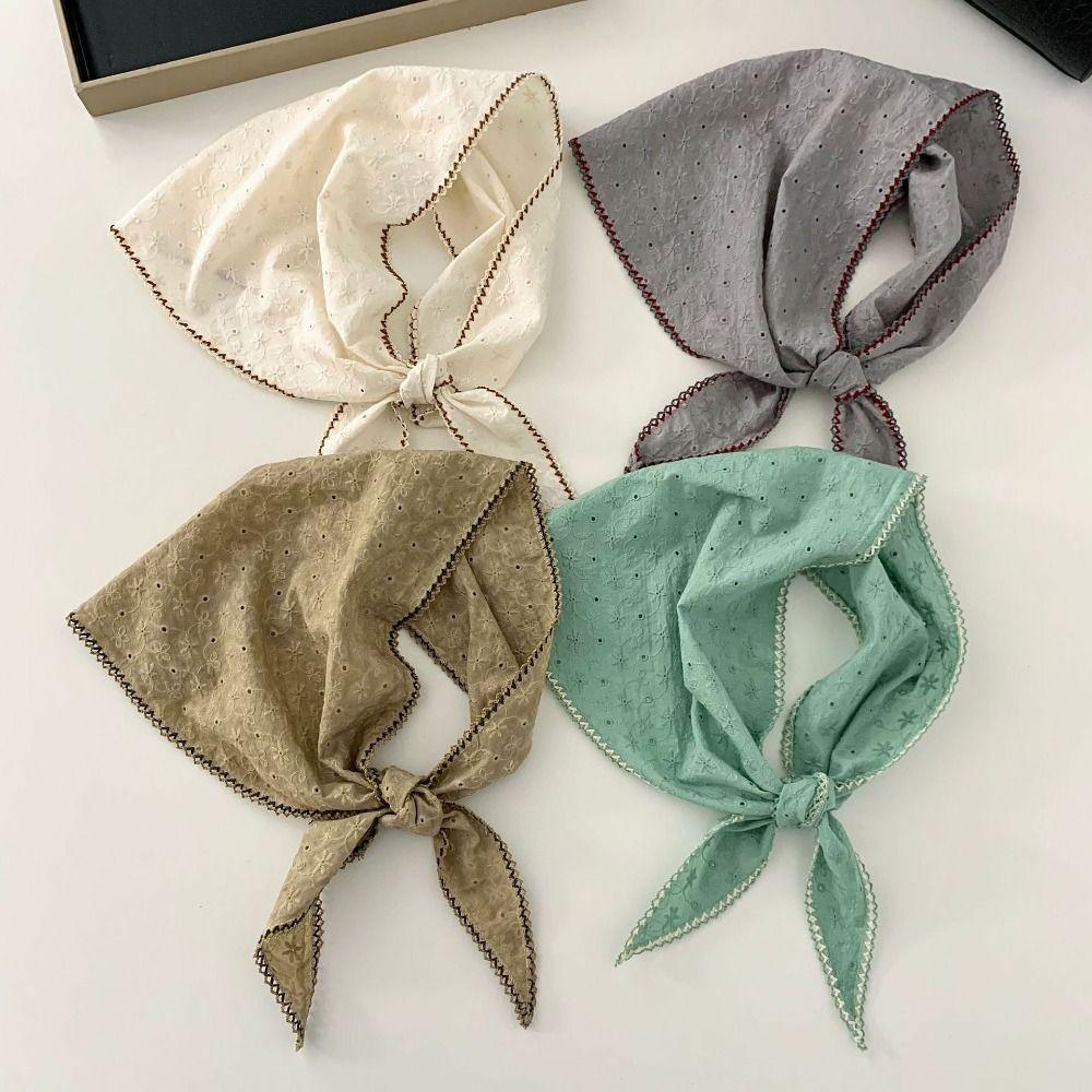 Cotton Triangle Hair Head Soft Silk Scarf Fashion Flower Neck Scarf Summer