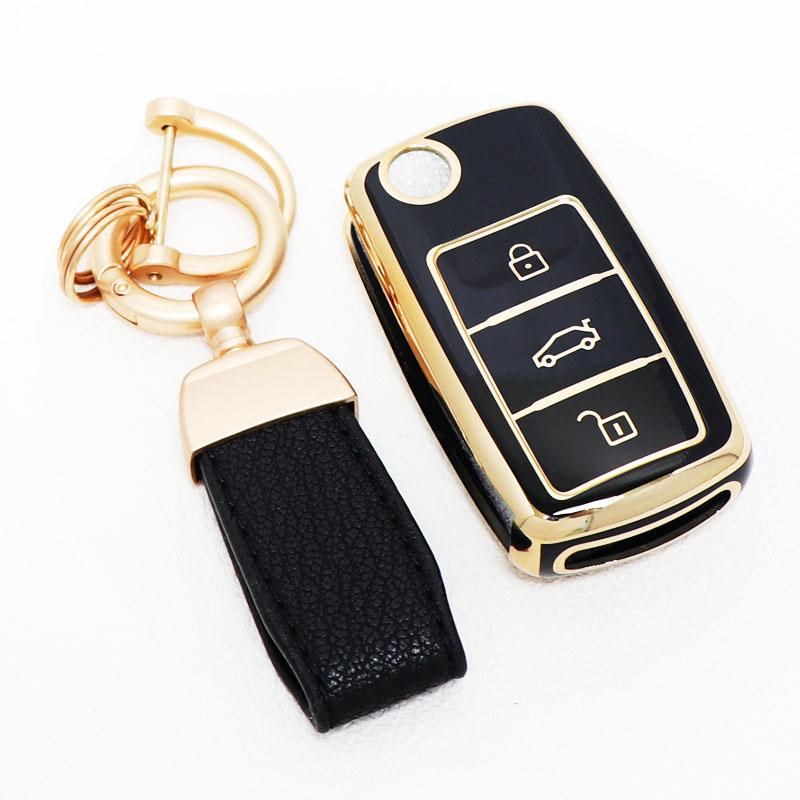 Fashion Tpu Auto Keyless Protector Car Key Fob Case Cover For Vw Tiguan Beetle Eos Jetta Golf Up Polo T5 Caddy Keychain