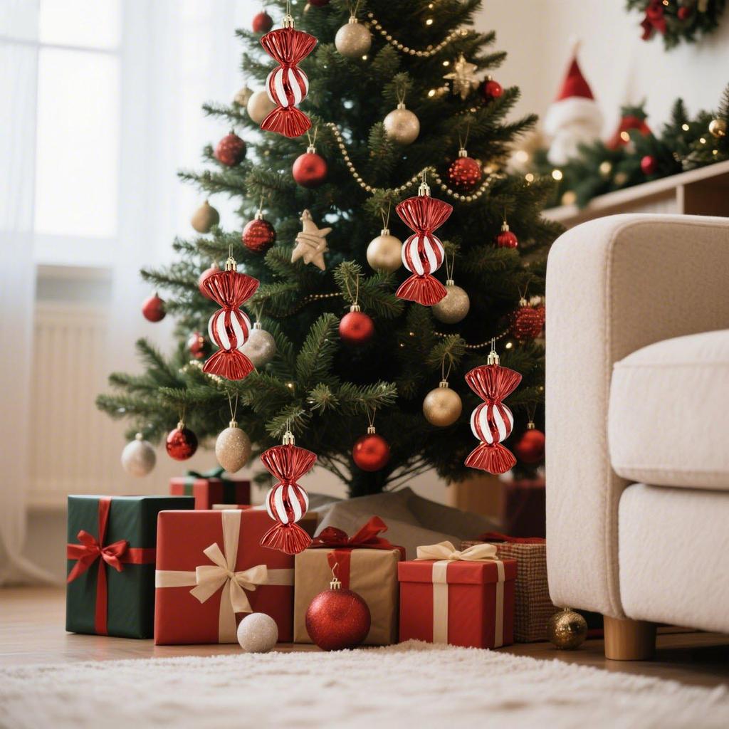4 Pcs Christmas Candy Pendant Decoration Lovely Christmas Tree Ornaments for Celebration Birthday New Year Indoor Holiday