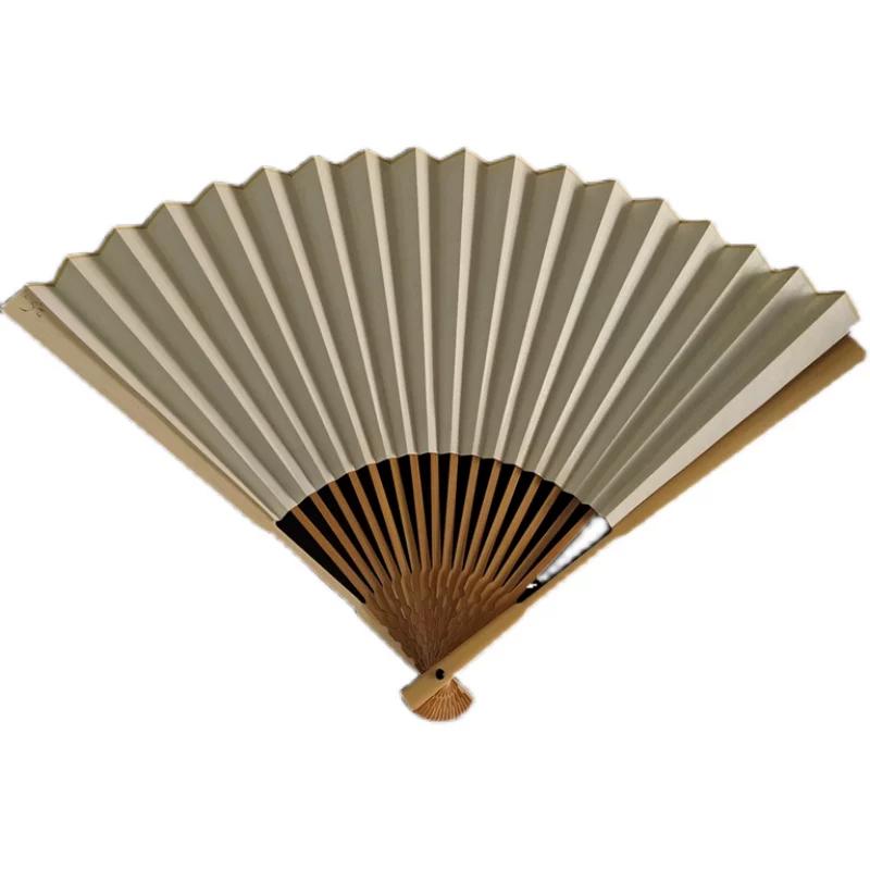 Chinese Style Classical Folding Fan, 9 5inch, Made of Water-Polished Bamboo, with Ancient Qin-Style Square Fan Ribs and Craftsmanship