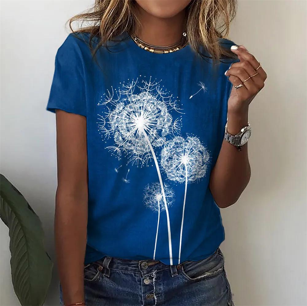 3D Flower Printing T-shirt For Women's Summer Tops Tees Fashion Casual Female T Shirt Oversized Y2k Woman Gilrs Clothing