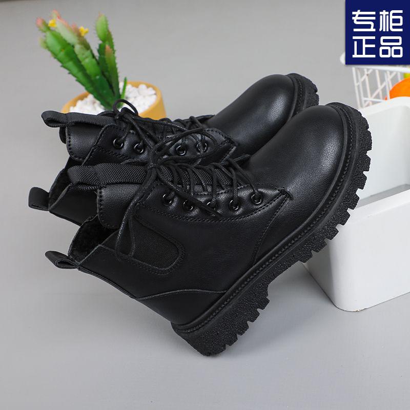 Girls Martin boots new autumn and winter velvet thickened boots little girls winter shoes boys short boots