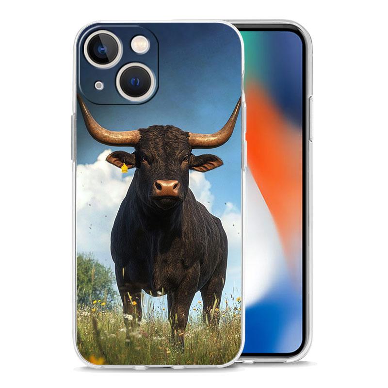 Phone Case For iPhone 17 Cases iPhone Air 16 15 12 13 14 Pro Max 7 8 Plus 16Pro iPhone11 Clear Soft Cover Bull Animal