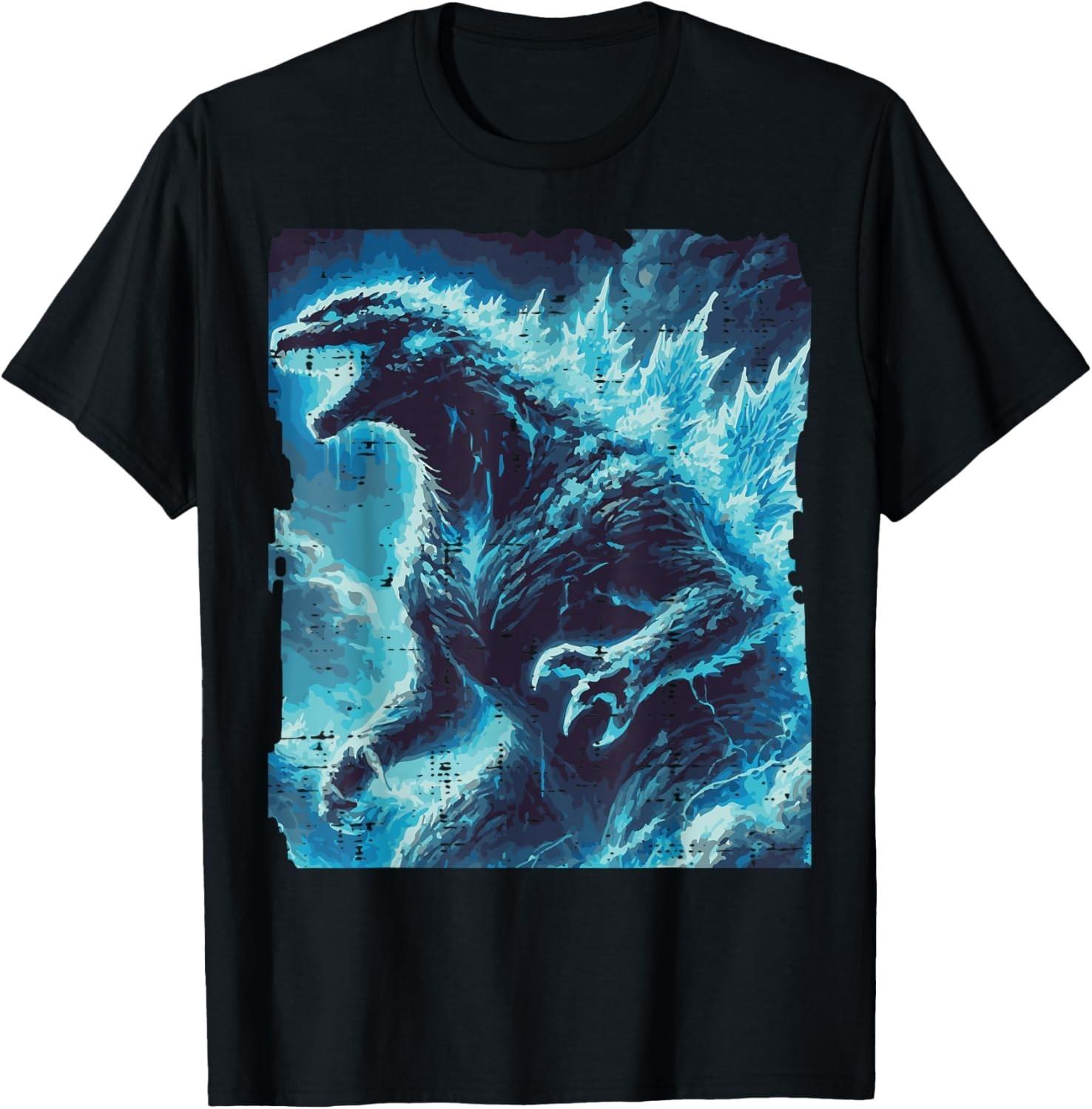 Japanese Blue Kaiju Monster Art  T-Shirt Mens Womens Tees Top unisex T-Shirt Mens Womens Tees Top M