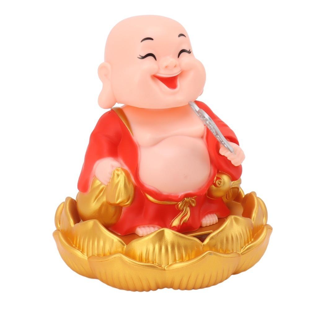 Plastic Light Sensing Nodding Maitreya Buddha  Hotel Café Counter Ornament красный
