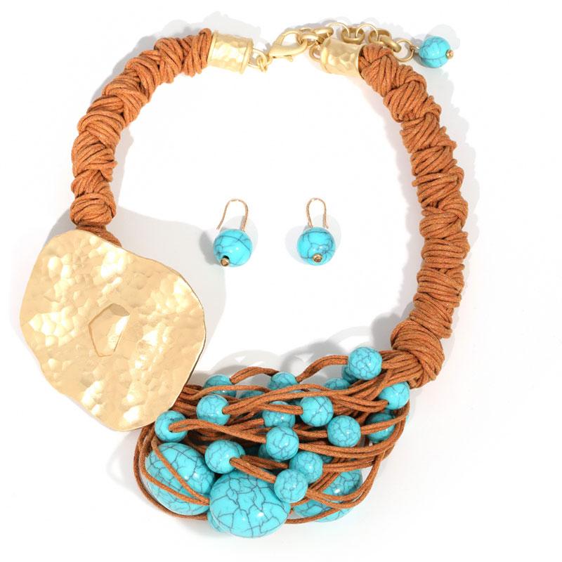 Statement Beads Necklace with Geometry Pendant Starfish Design for Women Girl Trendy Vintage Wedding Party Jewelry