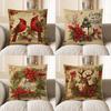 Home Decor Two Cardinals With Berries Decorative Pillow Cover Pattern Cushion Cover Suitable For Sofa Bedroom Car Pillow Cover