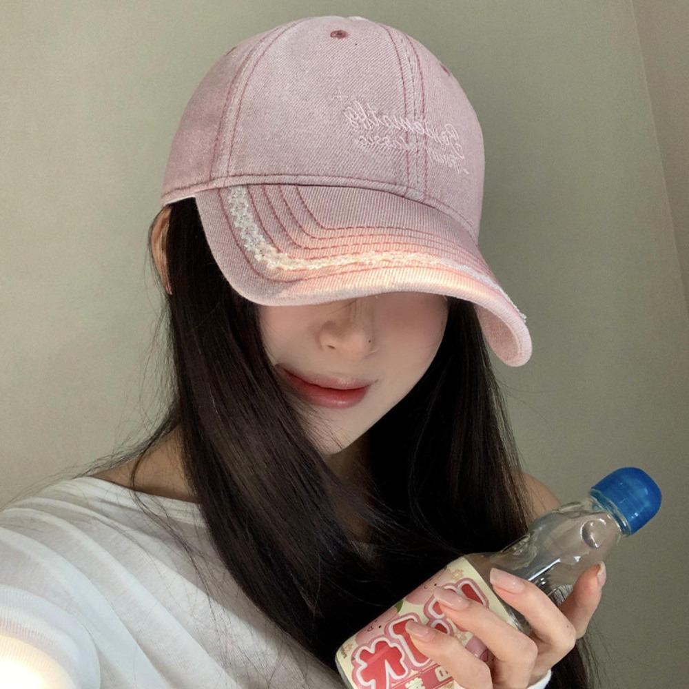 Sunscreen Lace Baseball Cap Hip-hop Cotton Hat Simple Embroidered Letter Cap  Girls