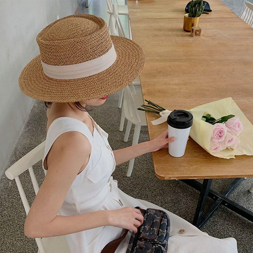 

Fashion Woman Sun Visor Sunscreen Handmade Beach Cap Sun Hat Weave Sun Cap French Straw Hat Top Hat