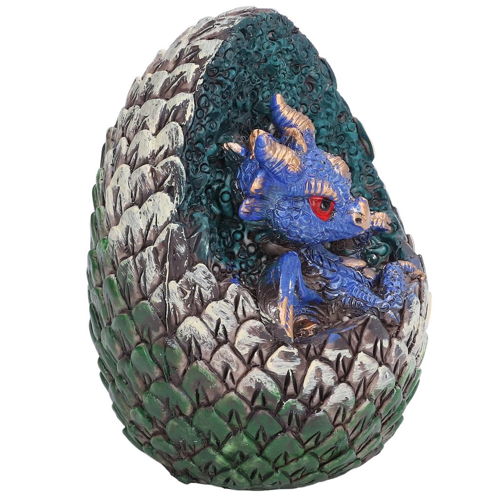 Dragon Egg Resin Material Interesting Decorative Cute Vivid Garden Animal Figurines for Living RoomBlue Dragon