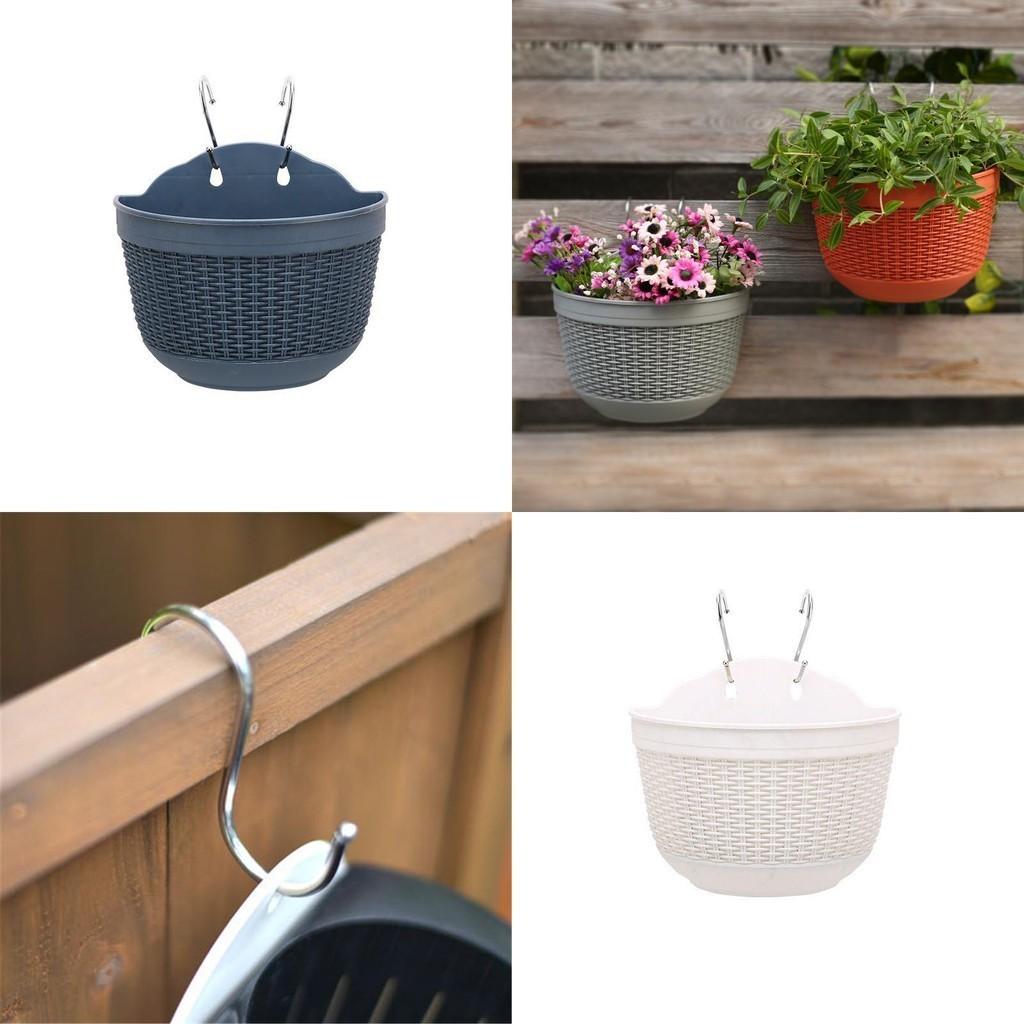 Creative Semicircular Resin Imitation Rattan Wall Hanging Flower Pot For Garden Decor