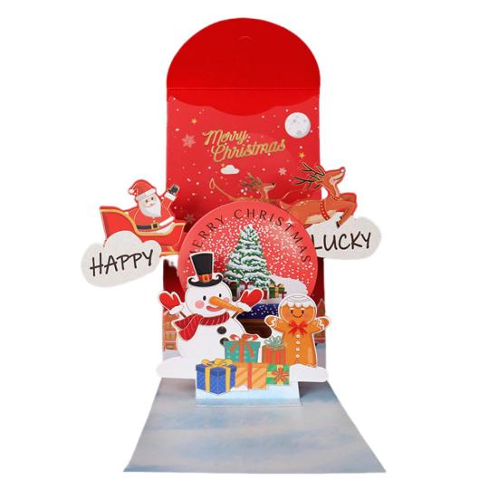 

Yousheng Christmas 3D Red Envelope Merry Xmas Поздравительные открытки Рождественская елка Снеговик Pop-up Card для празднования праздника Snowman