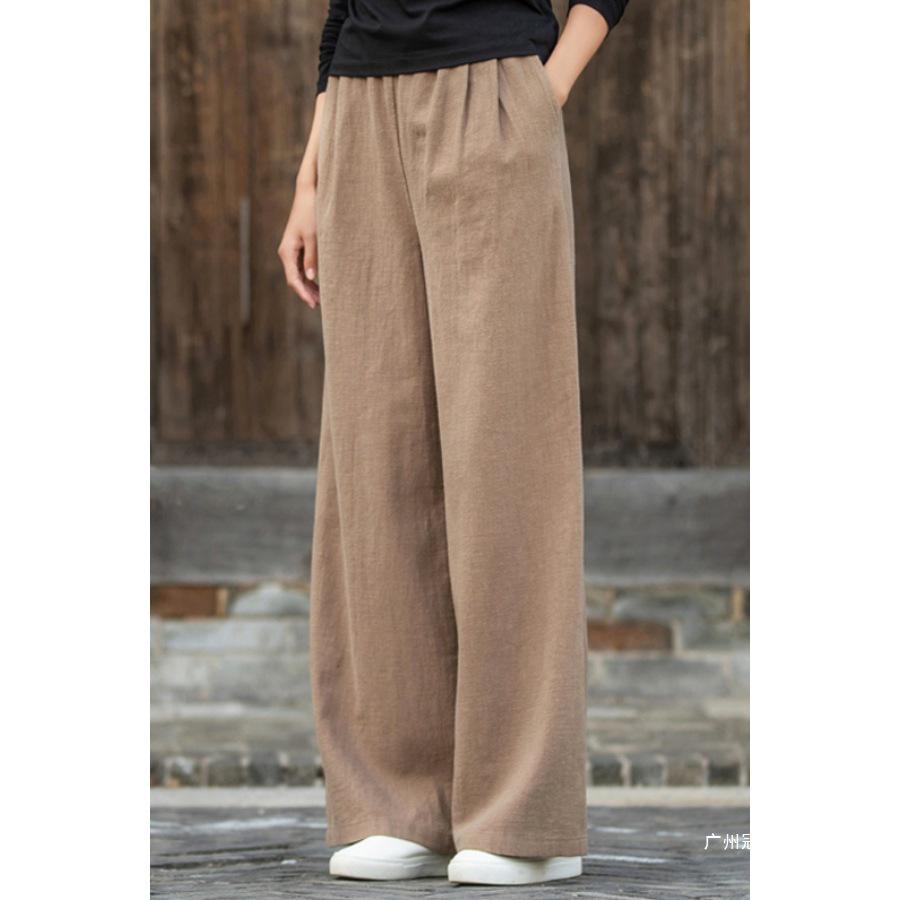 Artistic Spring/Summer Women's Cotton-Linen Wide-Leg Pants, Versatile and Casual