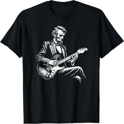 Abraham Lincoln Playing Electric Guitar Funny T-Shirt