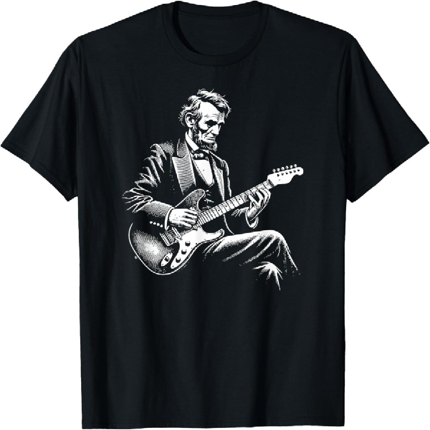 Смешная футболка с Авраамом Линкольном, играющим на электрогитаре XXXXXL разноцветный