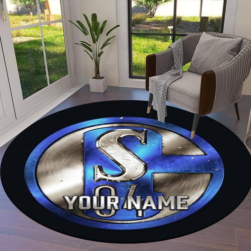 FC Schalke 04 Custom Name Round Area Rug,Carpet Rug for Living Room Bedroom Sofa Playroom Decor,Non-slip Floor Mat