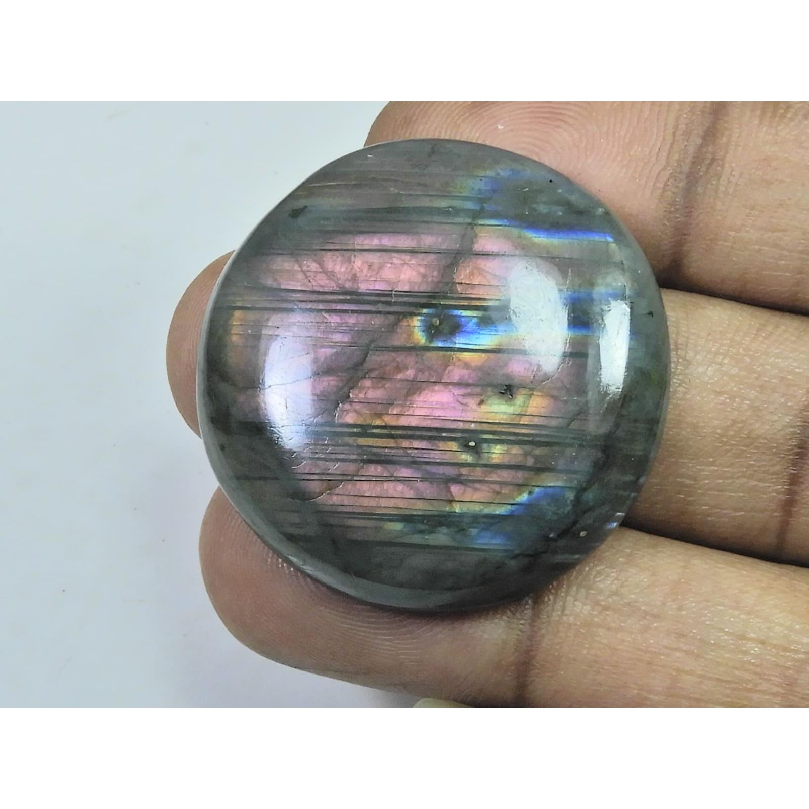 

34X34X6MM Natural Purple Labradorite Spectrolite Round Loose Gemstone 85Cts. D-393