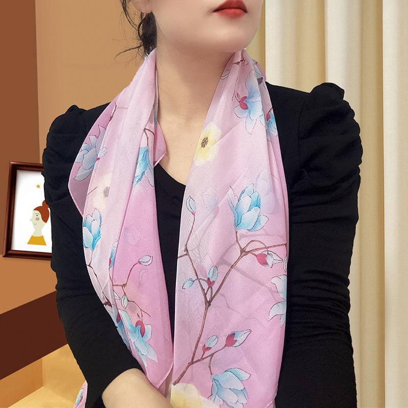 

Large 95cm Square Korean Silk Chiffon Scarf for Women - Printed Neck or Head Scarf 95cm