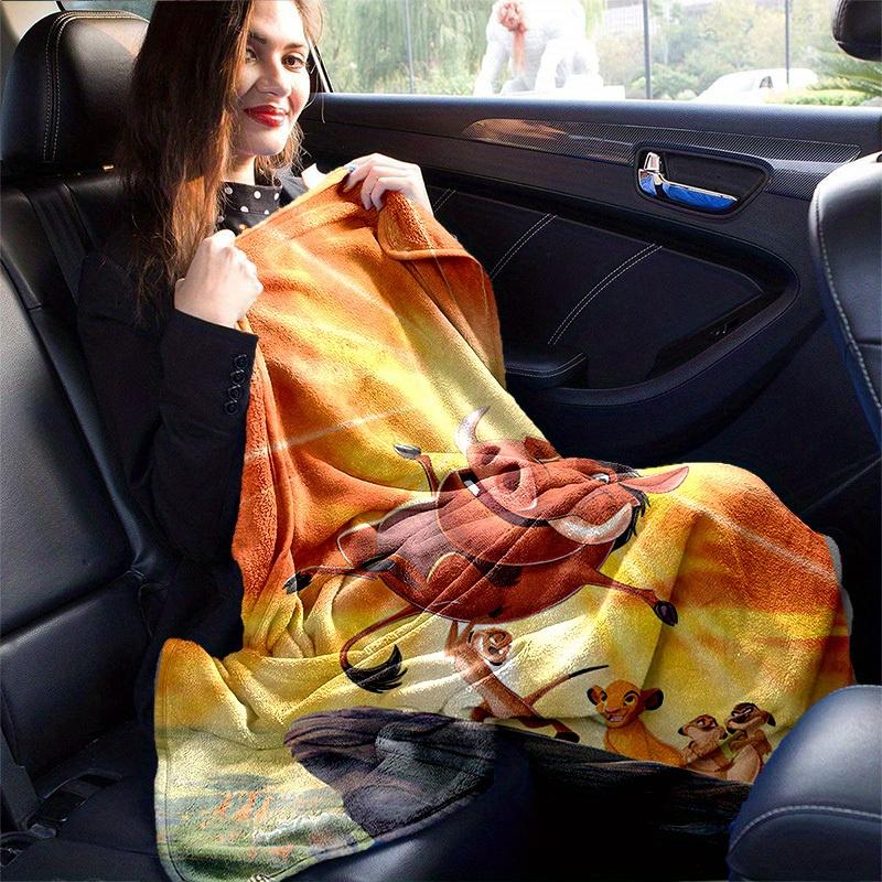 1pc. Cartoon Lion King Simba Timon Pumbaa Blanket, Soft Warm Throw Blankets for Bed Couch Sofa, Suitable for All Seasons, Perfect Home Decor