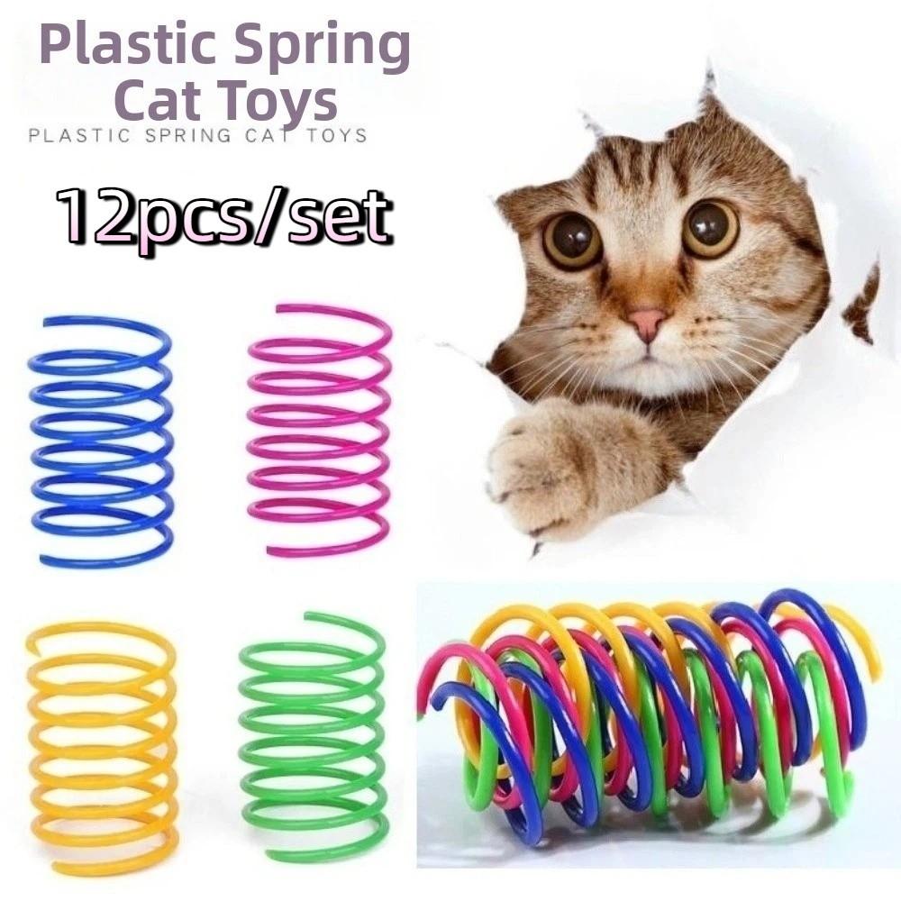 12pcs/set Bite Resistant Cat Spring Toy Colorful Interactive Cat Toy Training Tool