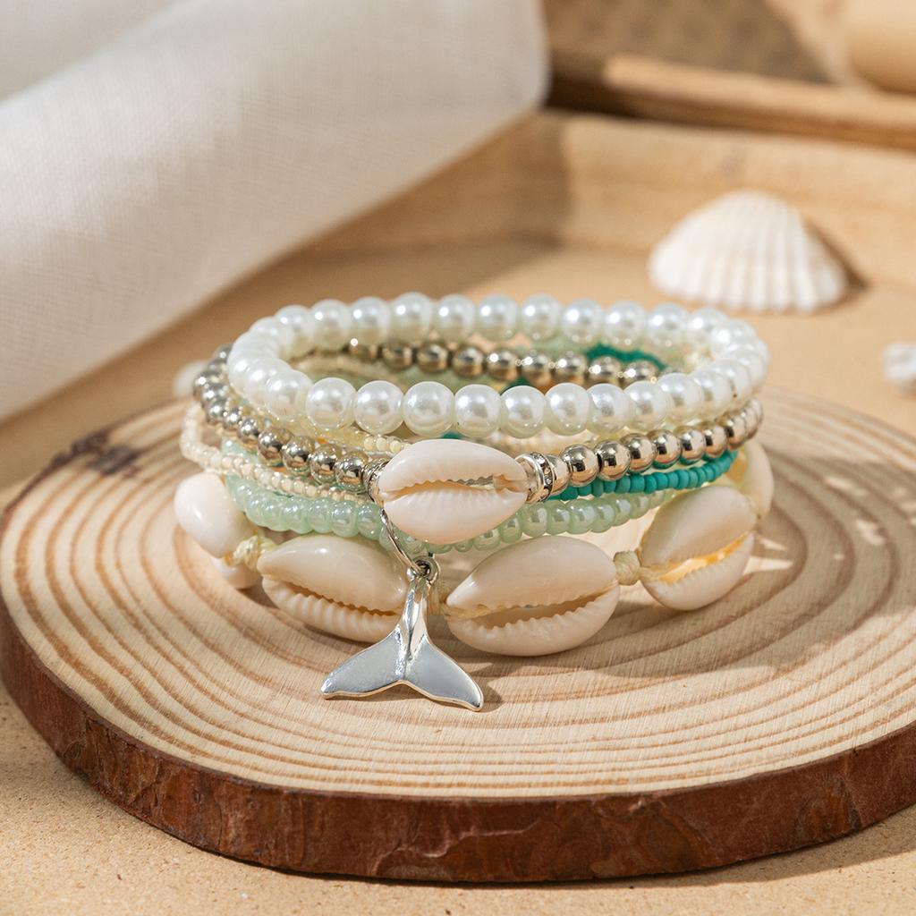 Boho Perlenarmband Instagram-inspiriert Nischenstil Farbblock-Stapelarmband-Set