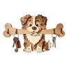 Portachiavi in Legno da Parete, Gancio per Ingresso a Forma di Cane che Tiene un Osso per Casa, Cucina, Corridoio, Organizer Rustico per Chiavi, Guinzaglio per Cani