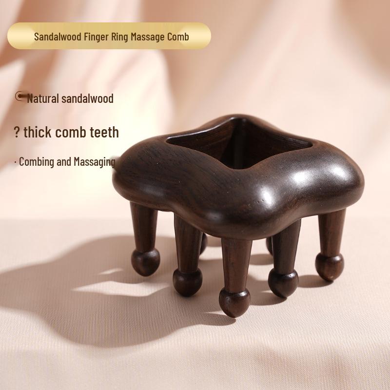 

Зеленый сандал 61-зубная эбеновая массажная расческа-кольцо для пальца с гвоздиком