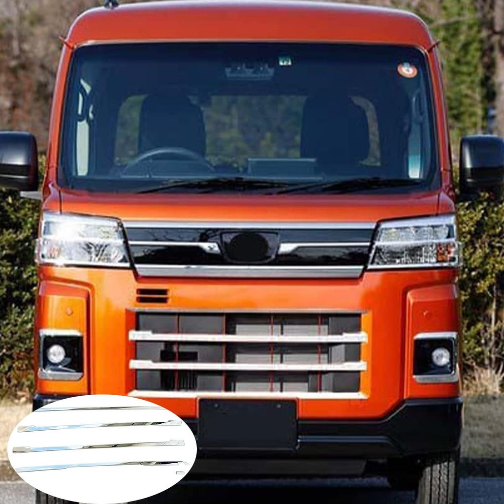 Hyorabyn Front Grille Guard Garnish Front Bumper Decorative Parts for Daihatsu New Atrai S700 Hijet Cargo and Durable Stainless Steel Exterior