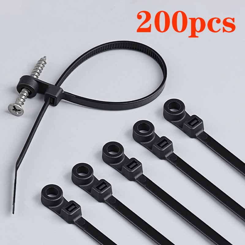 Nowe opaski kablowe nylonowe z otworem na śrubę Wielofunkcyjne Wytrzymałe Regulowane Samozaciskowe Opaski do Kabli Organizator Paski Pętla Mocująca DIY