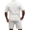 Men'S Solid Color Casual Collar Short Sleeved Shorts Two-Piece Set