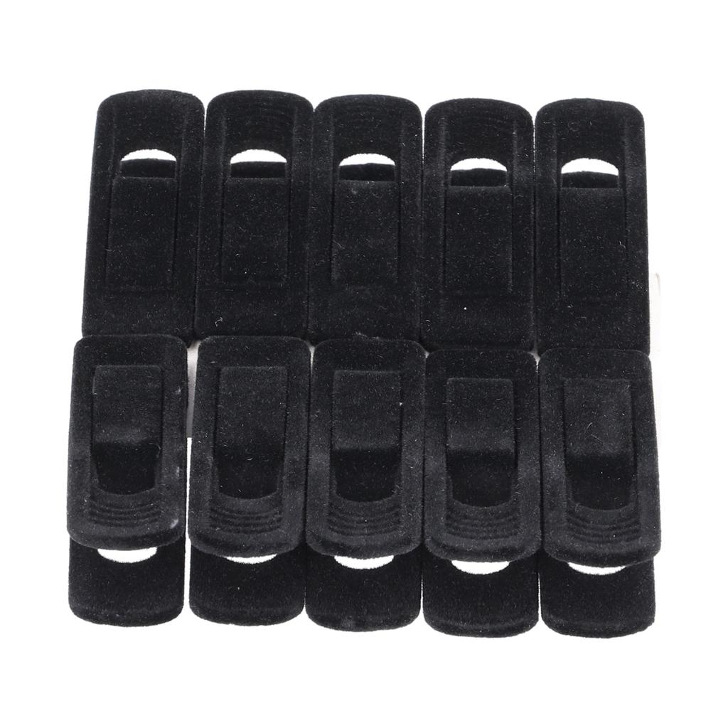 10KS Flokované klipy na ramínka Protiskluzový sametový A klip na kalhoty Sukni Business oblek Ponožky(Černá )