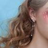 Exquisite Zircon Star Moon Tassel Asymmetric Drop Earrings For Women Men Fashion Elegant Star Chain Fringe Earring Party Jewelry