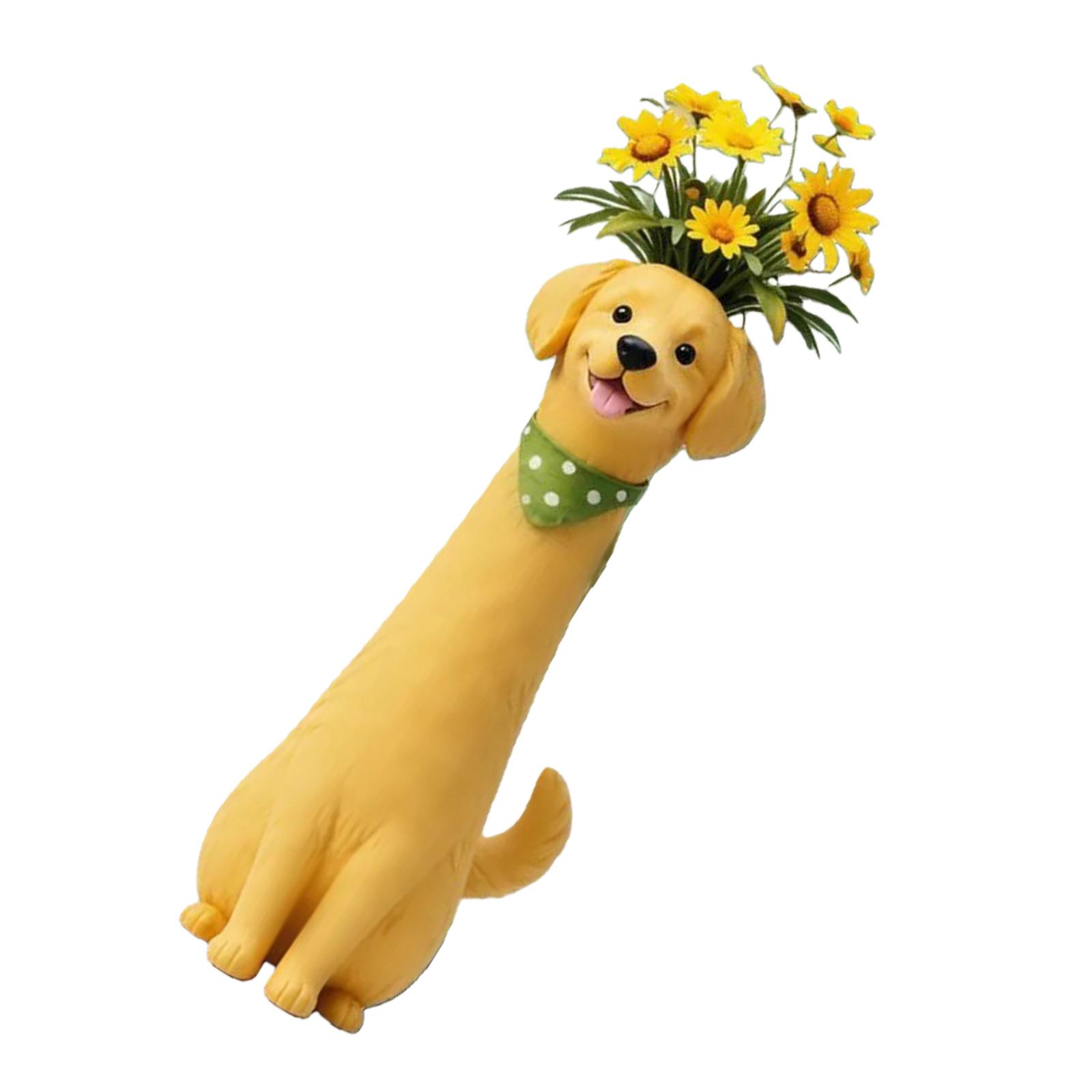 

Whimsical Resin Dog Flower Vase Creative Ornament Cute Dog Shaped Flower Vase for Living Room Office Study Home Decoration жёлтый