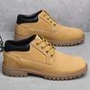 Nástrojové boty Pánské Podzimní Nízké Svršek První vrstva Hovězí kůže Vodotěsné Martinky Outdoorové Velké Žluté Boty Chelsea Kožené Boty