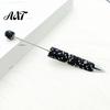 Refillable Bling Writing Pen Diamond Beadable Pens, Rhinestone Beaded DIY Bead Pen, Crystal Shaft Retractable Twist Ballpoint Black Ink Pens