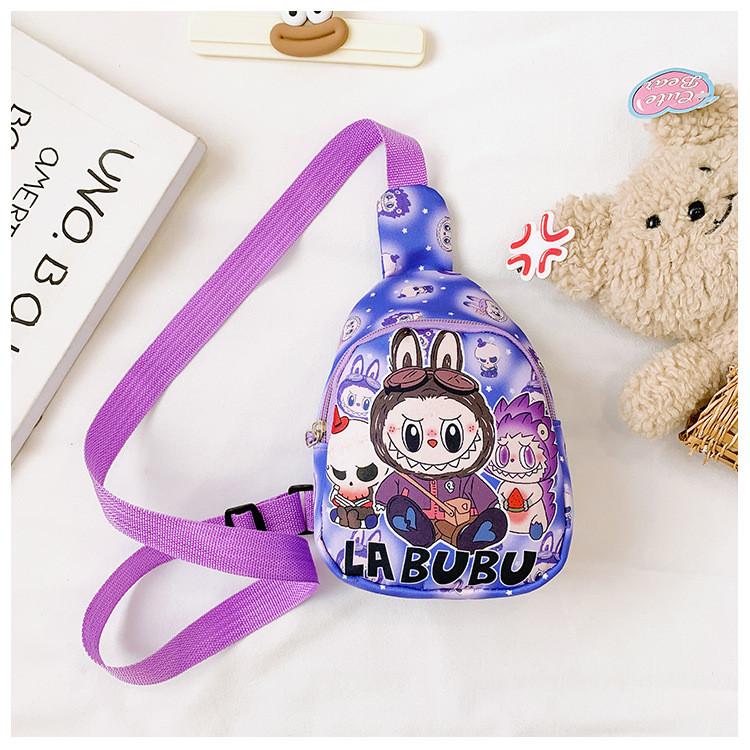 Labubu Kids Cartoon Chest Bag With Polyester Material For Daily Use In Preschool фиолетовый