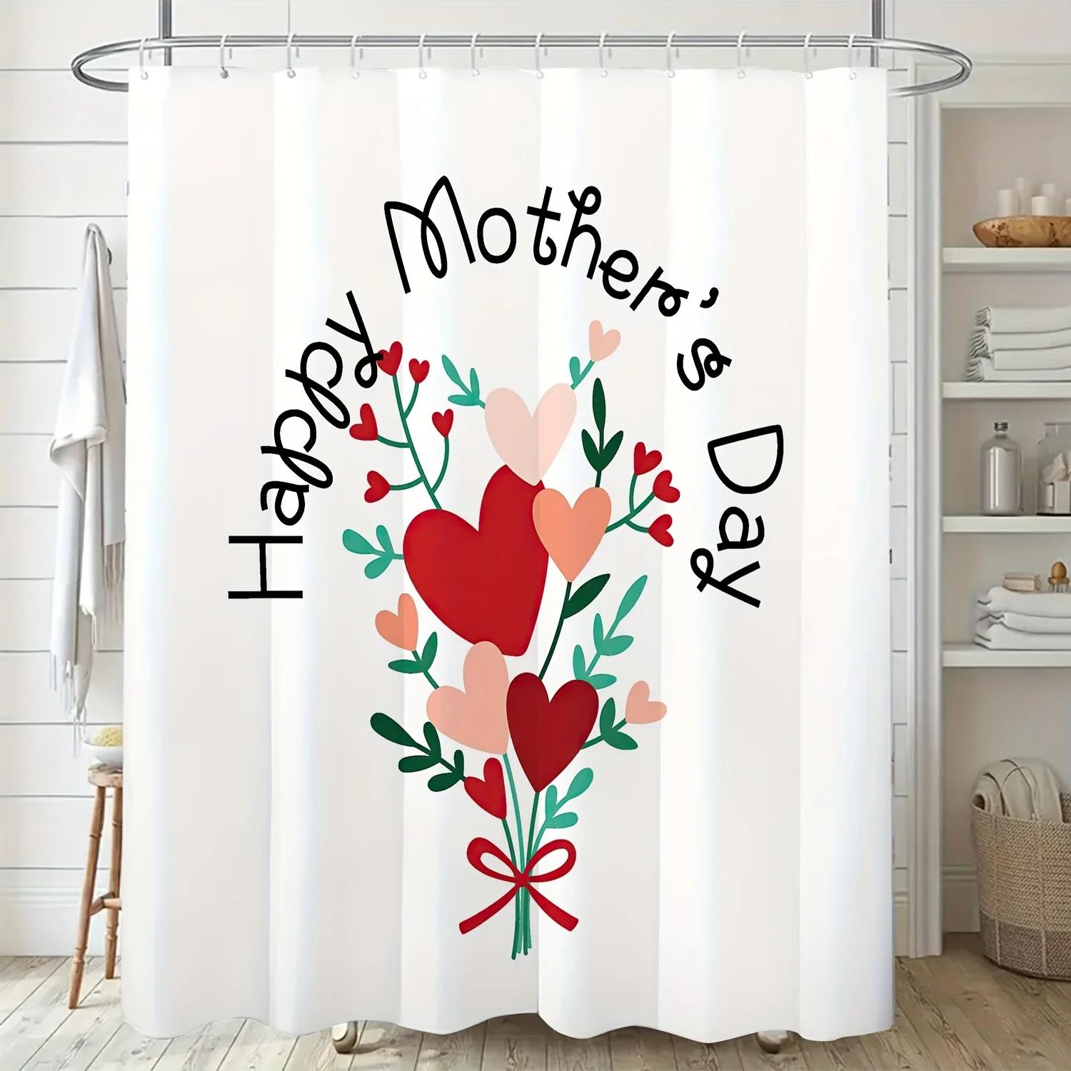 

Heart & Floral Design, Polyester, Digital Print, Machine Washable, Includes Hooks, All-Season Bathroom Decor W60H190(CM)-1 Pcs