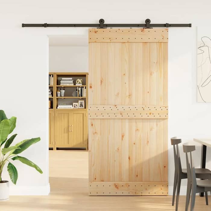 VidaXL Sliding Door and Hardware Kit 100x210 Cm Solid Pine 3332675