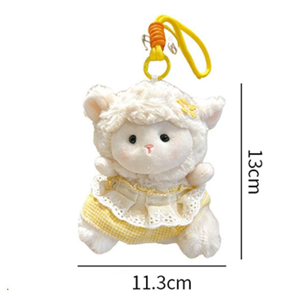 Floral Dress Lamb Plush Keychain Soft Lamb Bag Pendant Cute Sheep Keychain  Bag Charm