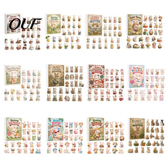 Birthday Party Favors 2026 Bunny Advent Calendar, 24 Days Acrylic Rabbit Ornaments Christmas Countdown Collectible Figurines 2D Flat Cute Animal