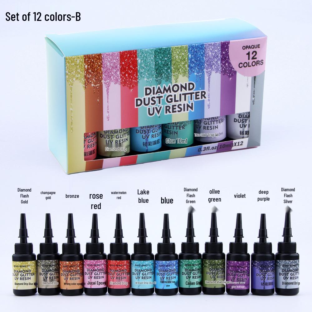 UV Crystal Epoxy Glitter Set – 6, 12, or 24 Color Options for Handmade Jewelry